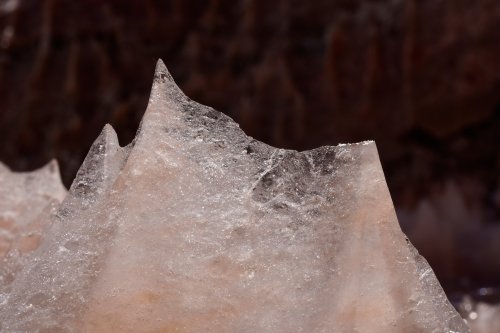 Iran (Montagnes du Zagros) - Dôme de sel de Dashti (Jashak salt dome) : détail d'une lame de sel rose (figure de dissolution)(VO-16-0376)
