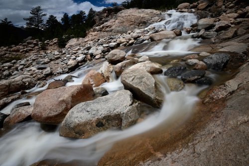 Rocky Mountains National Park (Colorado, USA) - Cascade de Roaring River (au dessus d'Alluvial fan)(VO-18-0474)