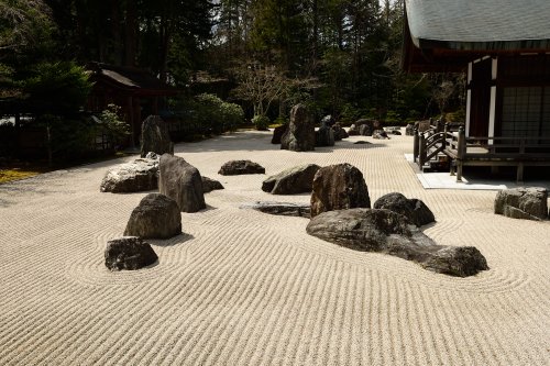 Koya San (Japon) - Jardin de pierres du temple Kongobu-ji(VO-19-1009)