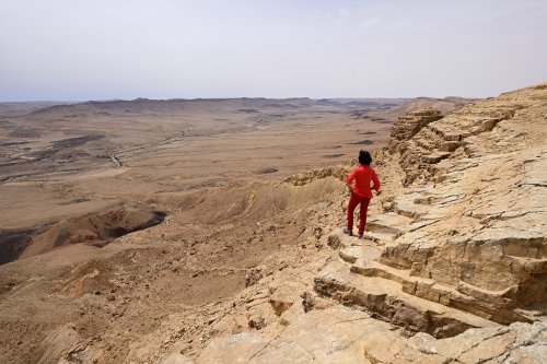 Réserve naturelle de Maktesh Ramon (Israël) - Vue du cratère d'érosion depuis les falaises de Mitze Ramon (VO-23-0425)
