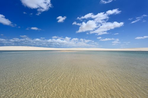 Lençois de Maranhenses (Maranhao, Brésil) - Lac aux eaux peu profondes au milieu de dunes de sable blanc(VO-23-1123)
