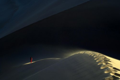 Désert du Namib. Crête de dune émergeant de l'ombre.(V 2005-0595)