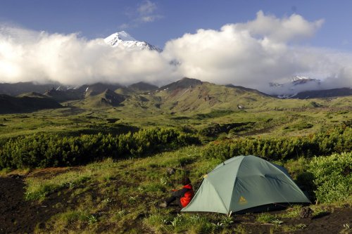 Russie. Kamtchatka. Campement au pied du volcan Tolbachik.(V 2006-0664)