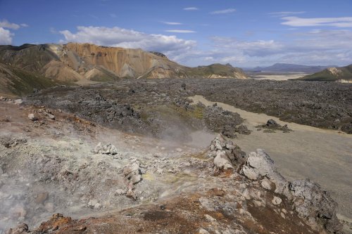 Landmannalauger. Solfatares et champ de lave.(VOY 10-0756)