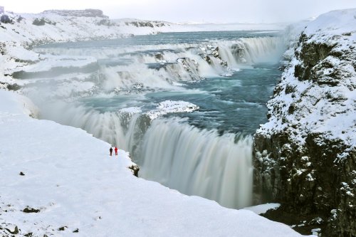 Islande - Cascade de Gullfoss sous la neige (VO 11-0017)
