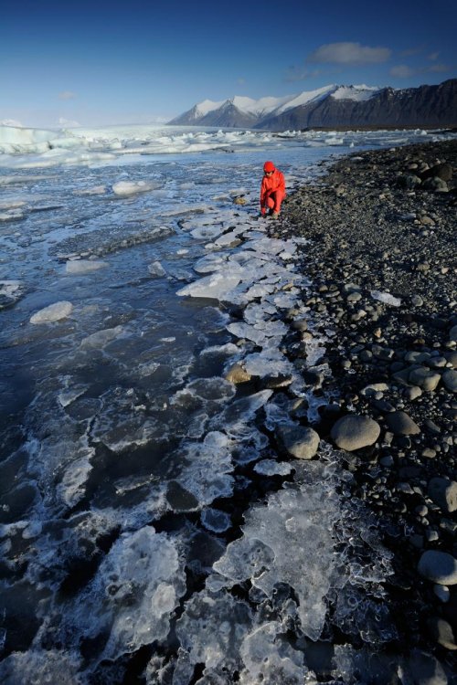Islande - Berge de la lagune du Jokulsarlon avec glace(Vo 11-0178)