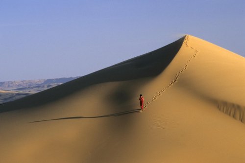 Dunes de Merzouga. Marche dans les dunes.(VOY 06999)