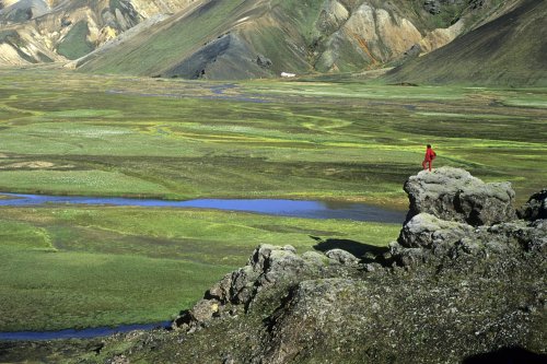 Islande. Vallée de Vondugiljaaurar dans la massif du Landmannalaugar.(V 10969)