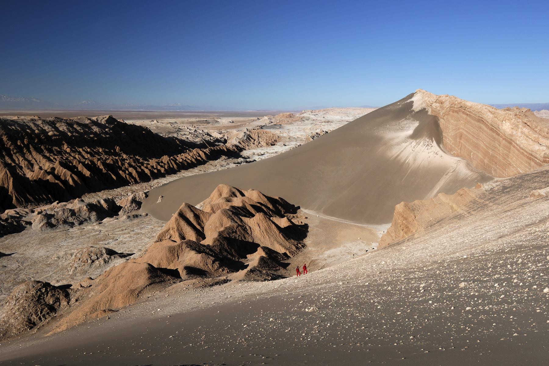 Chili. Désert d'Atacama. Paysage de sable et de sel dans la Valle de la Luna près de San Pedro de Atacama.