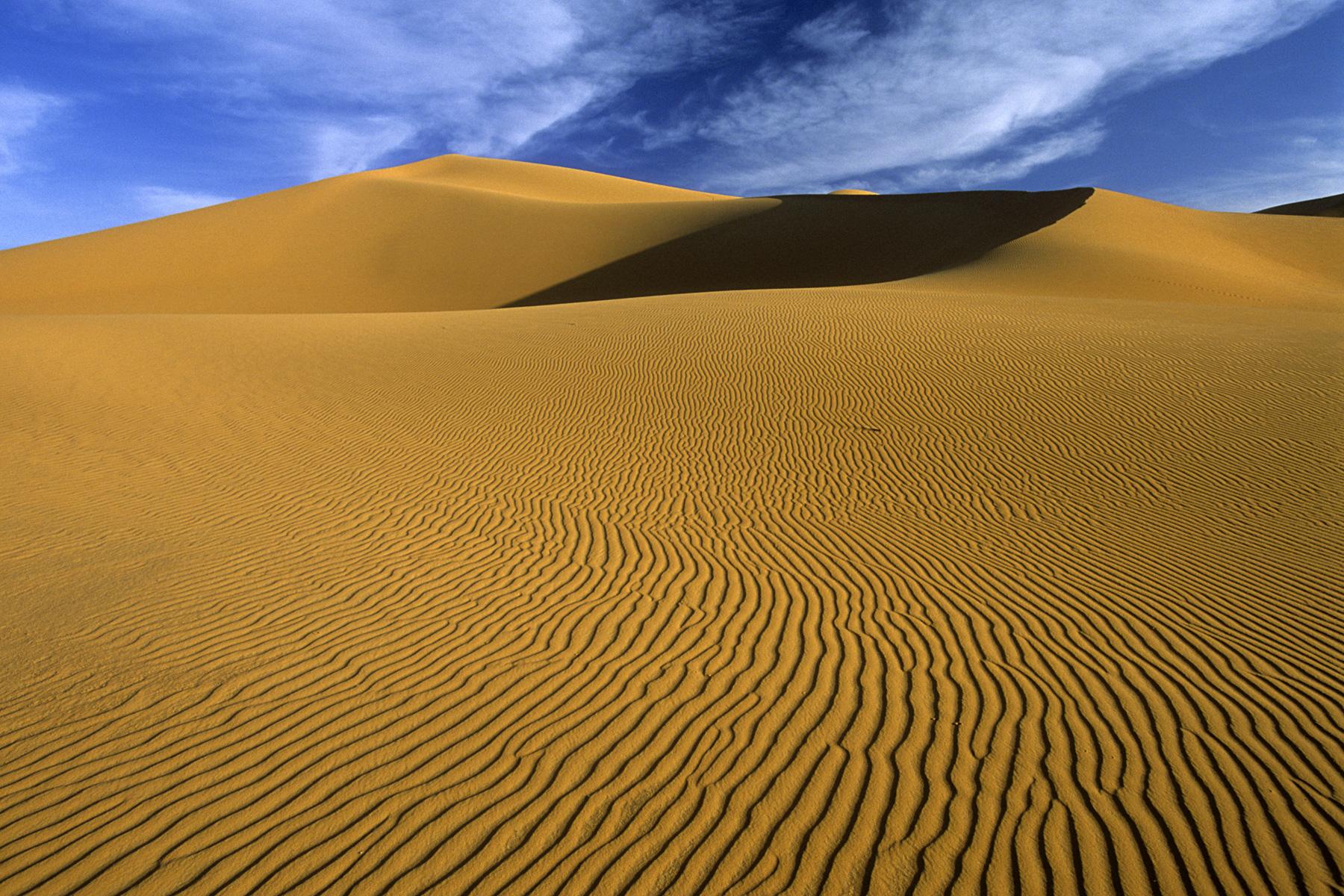  Ridules de sable sur les versants d'une grande dune de l'Erg Oubari (Lybie).