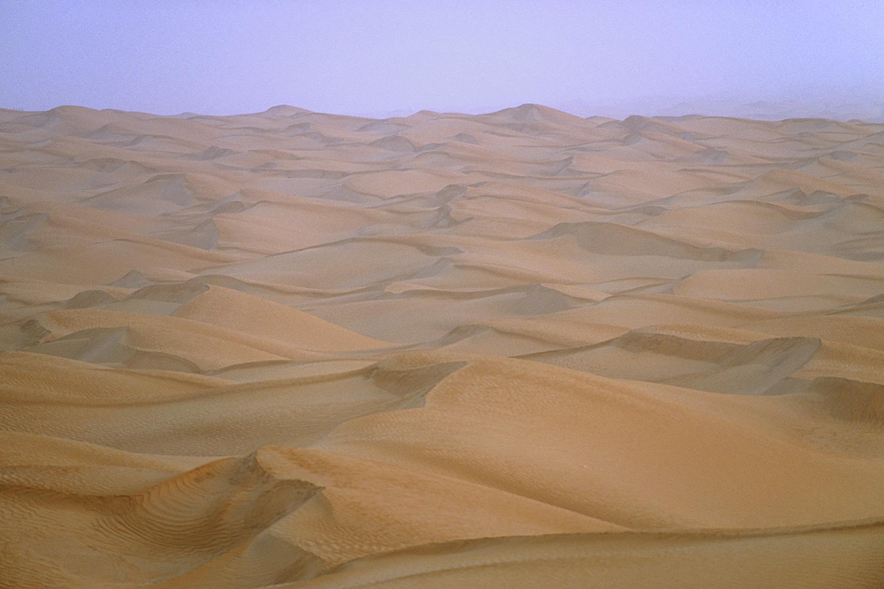 Sud Tunisien. Tembaïn. Dunes dans la brume.