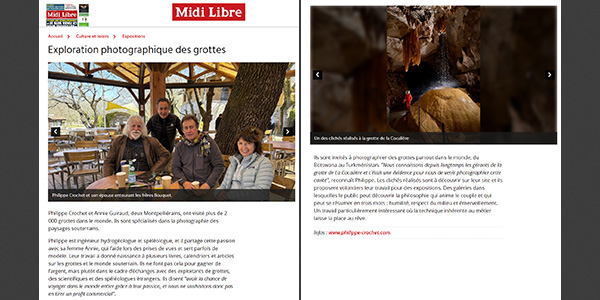 Exploration photographique des grottes (Midi Libre du 12 avril 2026)