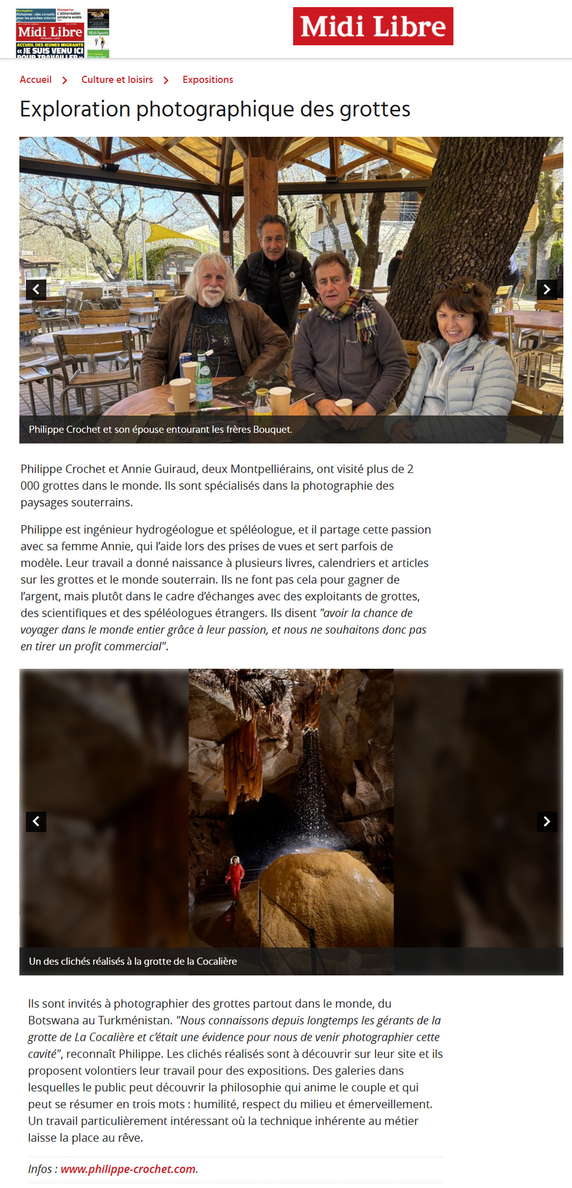 Exploration photographique des grottes (Midi Libre du 12 avril 2026)